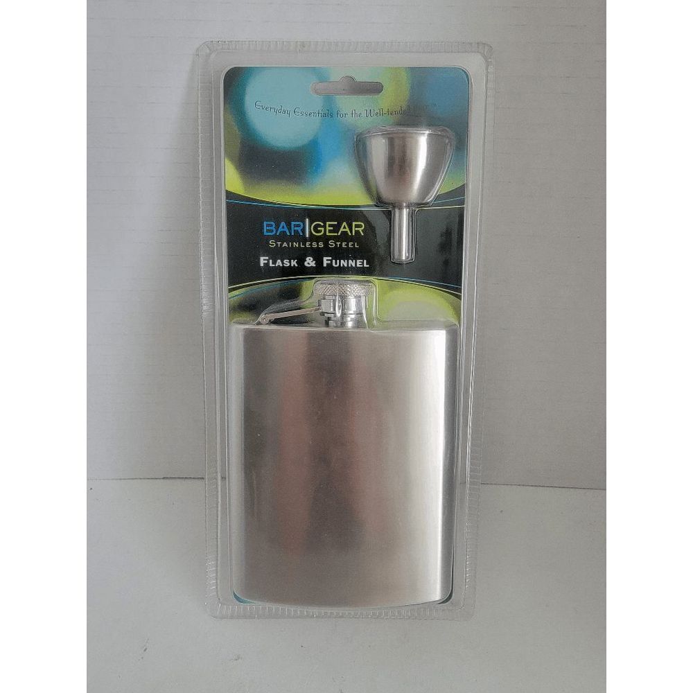 Bar Gear Stainless Steel Flask & Funnel Set NWOT